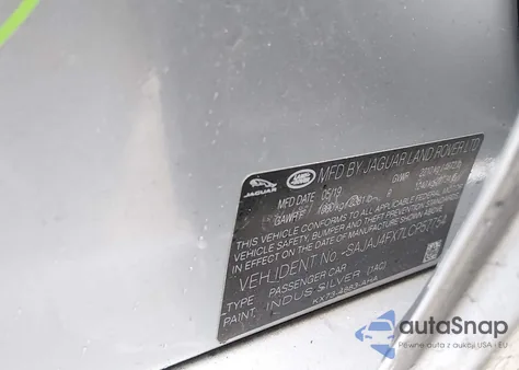 2020 Jaguar Xe S Awd Automatic z USA, uszkodzony, nr VIN SAJAJ4FX7LCP57754